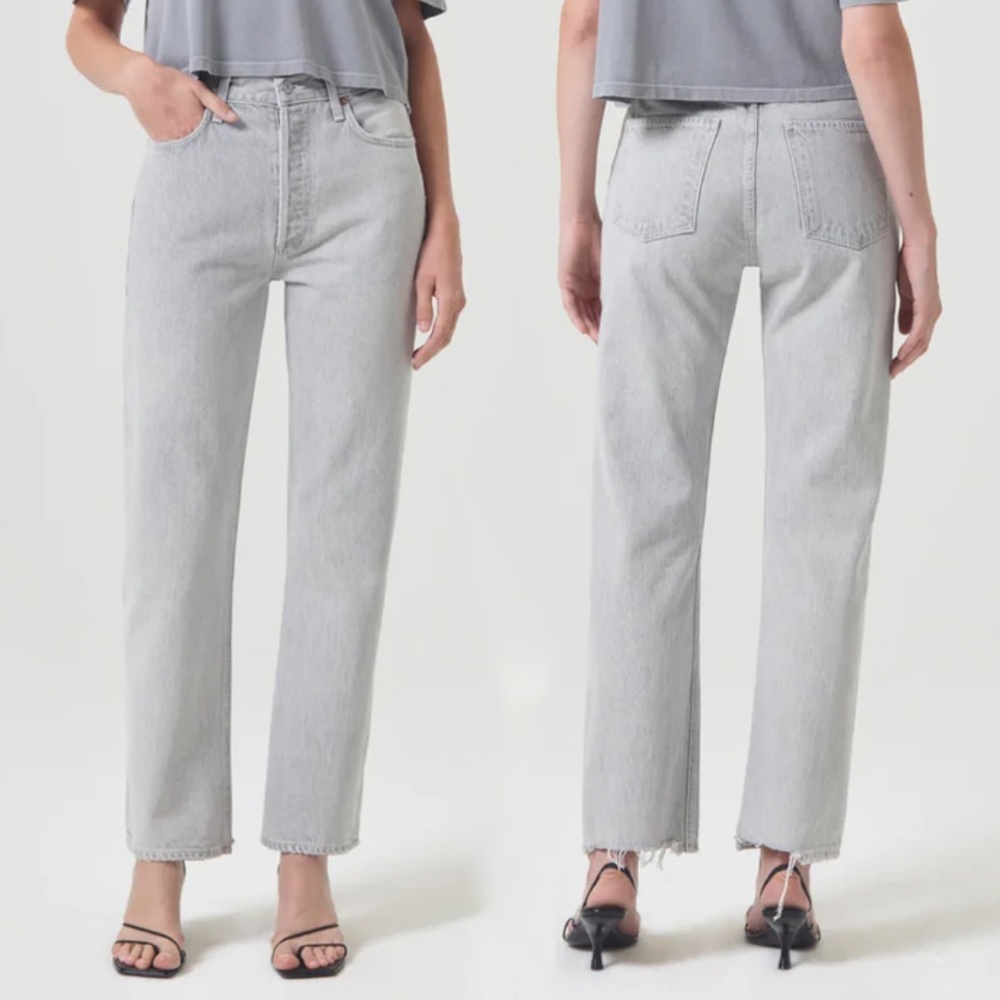 Agolde 90s Pinch Waist Straight Leg Jeans in Light Gray